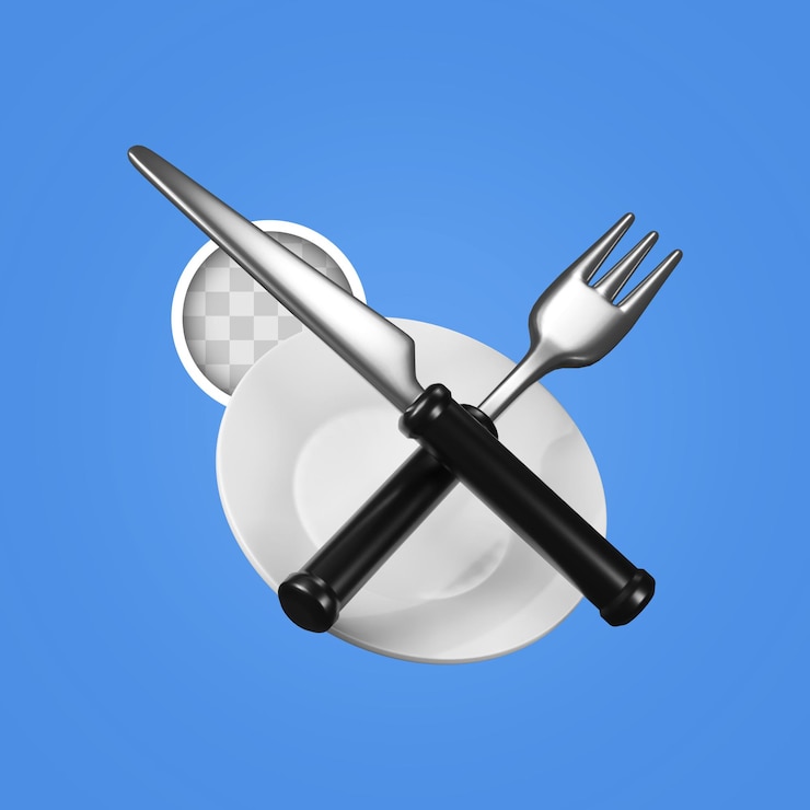 PSD gratuito illustrazione 3d di posate per alimenti