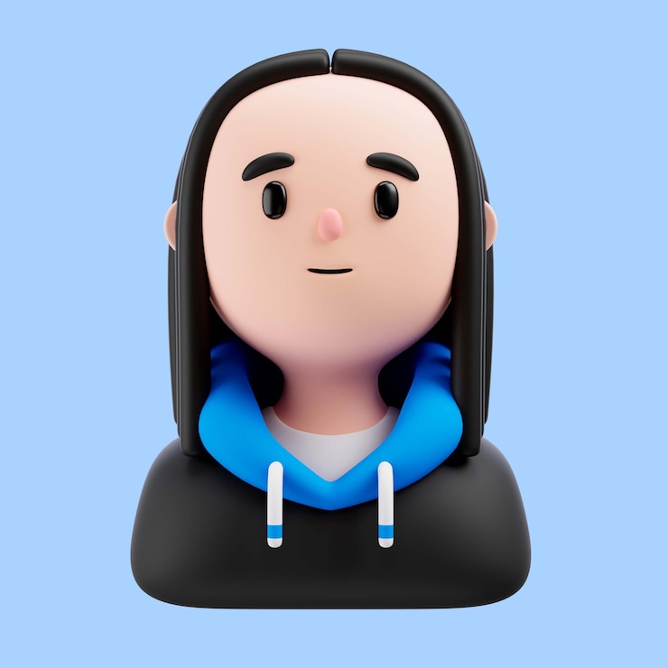 PSD gratuito illustrazione 3d di una persona con i capelli lunghi