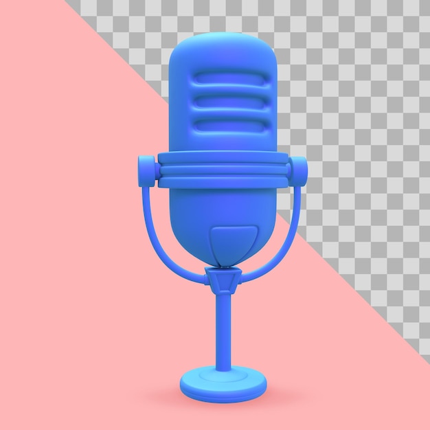 Illustrazione 3D Microfono per il percorso di ritaglio del podcast