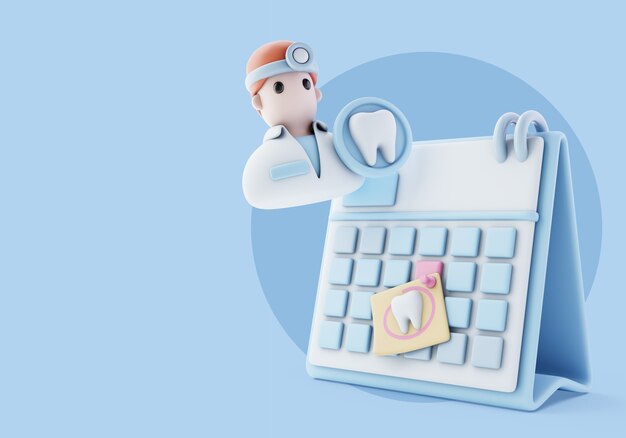 illustrazione 3d per dentista con ortodontista maschio