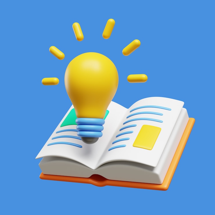 PSD gratuito illustrazione 3d per la lettura con libri essenziali
