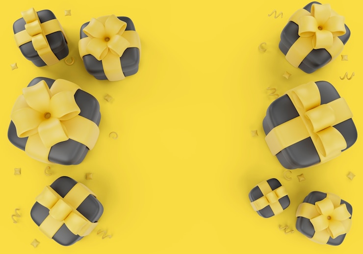 PSD gratuito illustrazione 3d per le vendite del black friday con scatole regalo