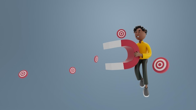 Illustrazione 3D personaggio dei cartoni animati giovane viaggiatore uomo che cerca posizione o mappa sullo smartphone durante il viaggio in vacanza estiva, valigia da lui lato, rendering