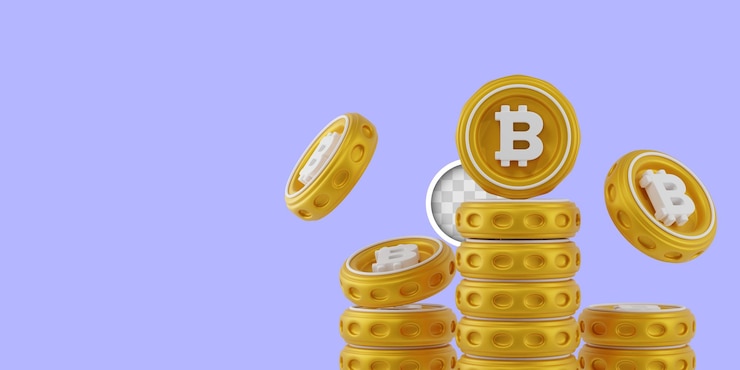 PSD gratuito illustrazione 3d sfondo di criptovaluta bitcoin