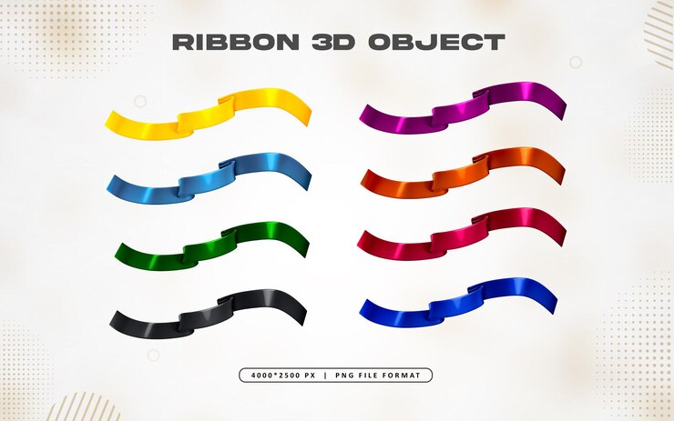 PSD gratuito illustrazione colorata del set di nastri 3d