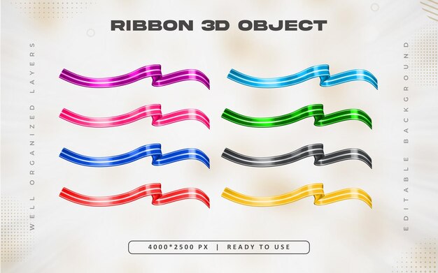 Illustrazione colorata del set di nastri 3D