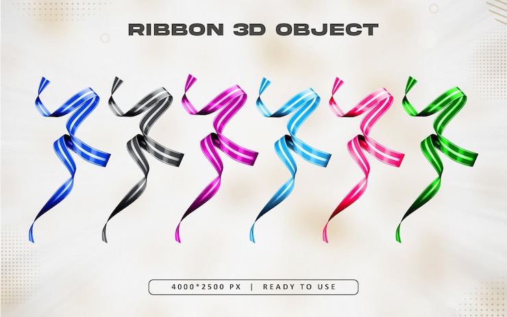 PSD gratuito illustrazione colorata del set di nastri 3d