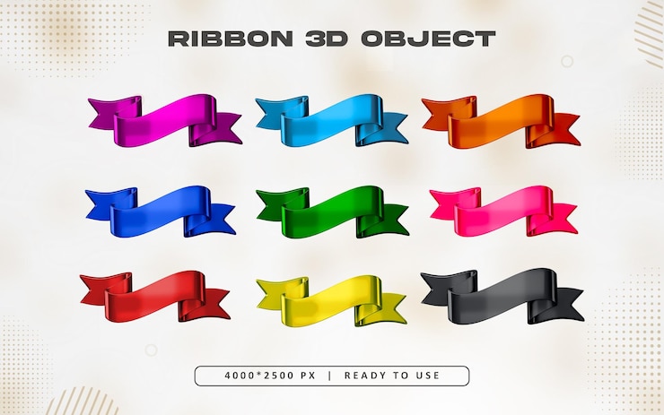 PSD gratuito illustrazione colorata del set di nastri 3d