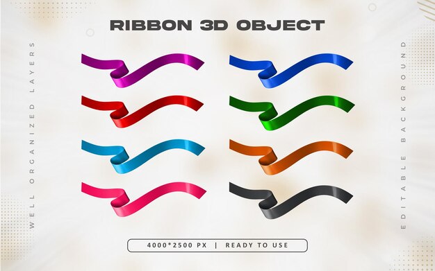 Illustrazione colorata del set di nastri 3D