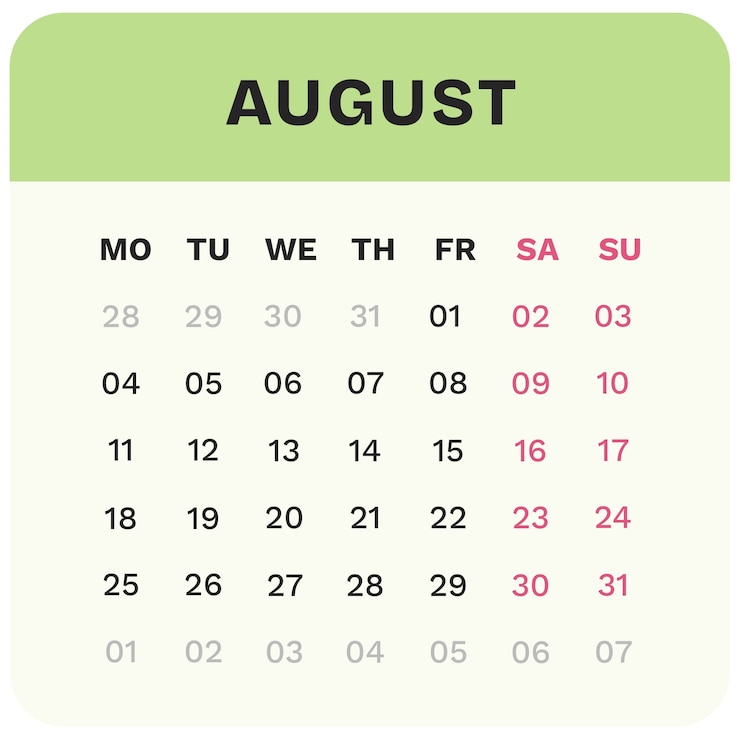 PSD gratuito illustrazione del calendario mensile per il 2025