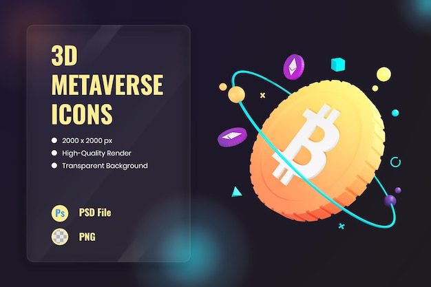 Illustrazione dell'icona 3D Bitcoin Cryptocurrency Digital Money Acquisto di valuta