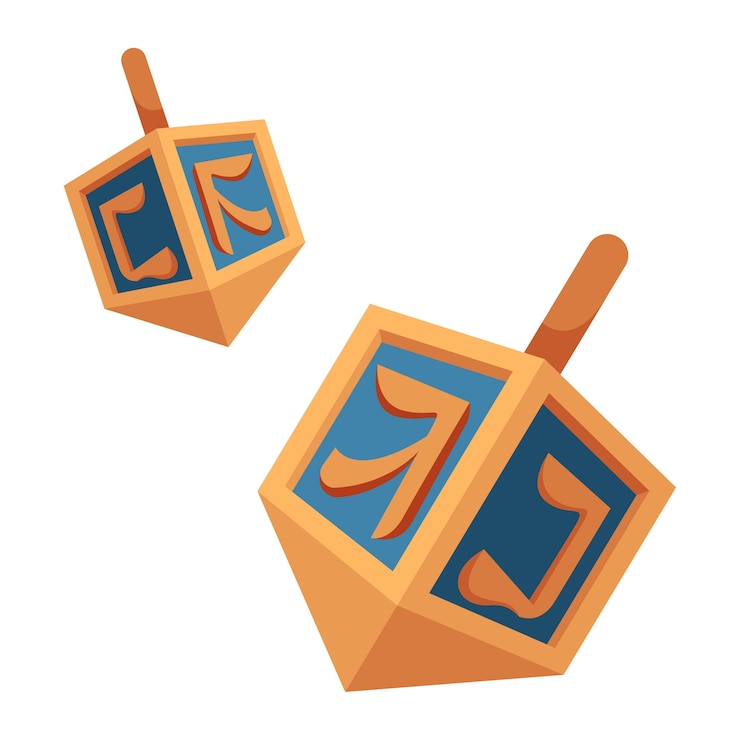 PSD gratuito illustrazione di hanukkah con dreidels