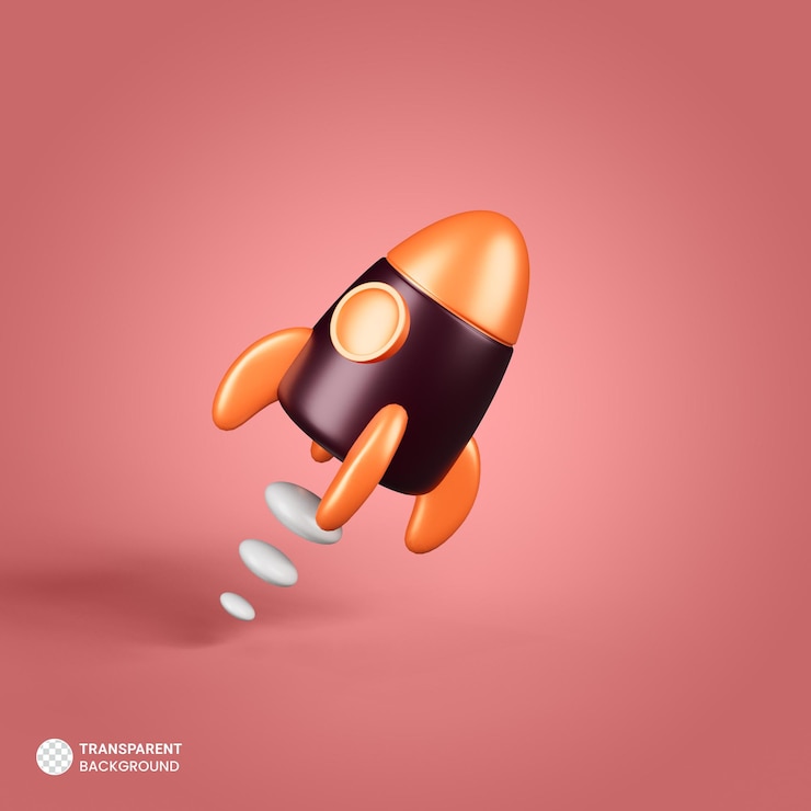 PSD gratuito illustrazione di rendering 3d dell'icona del razzo spaziale dell'elemento 3d
