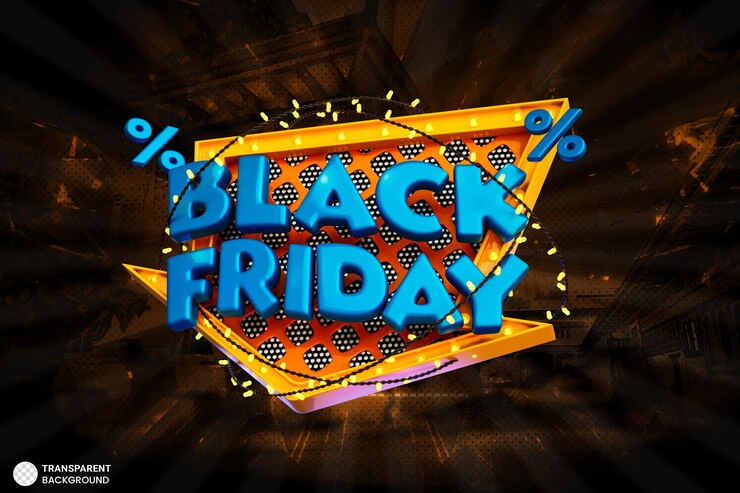 PSD gratuito illustrazione di rendering 3d dell'insegna di vendita del black friday