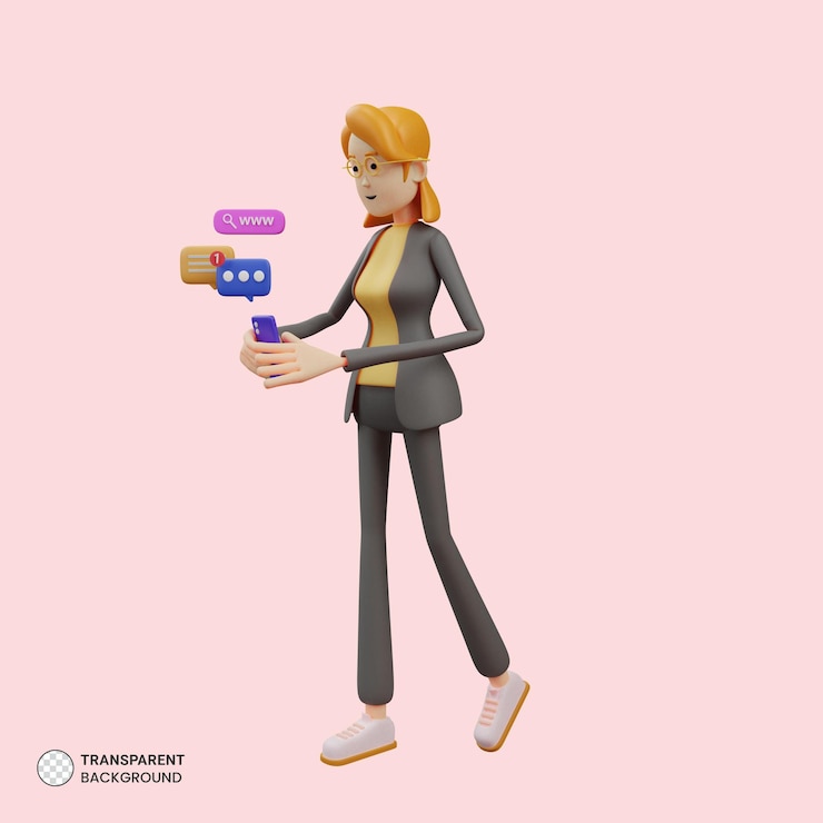 PSD gratuito illustrazione di rendering 3d di posa del carattere delle donne di affari corporativi