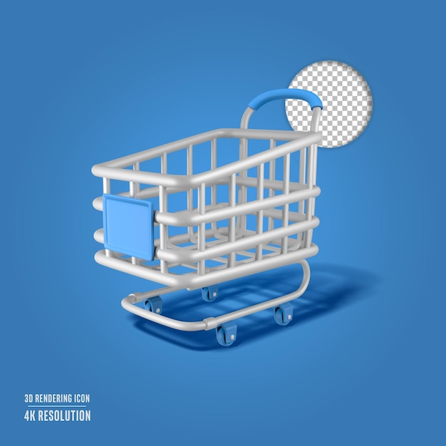 illustrazione di rendering 3d icona isolata del carrello della spesa del carrello