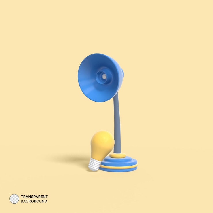 PSD gratuito illustrazione di rendering 3d isolata dell'icona della lampadina della lampada da tavolo elettrica