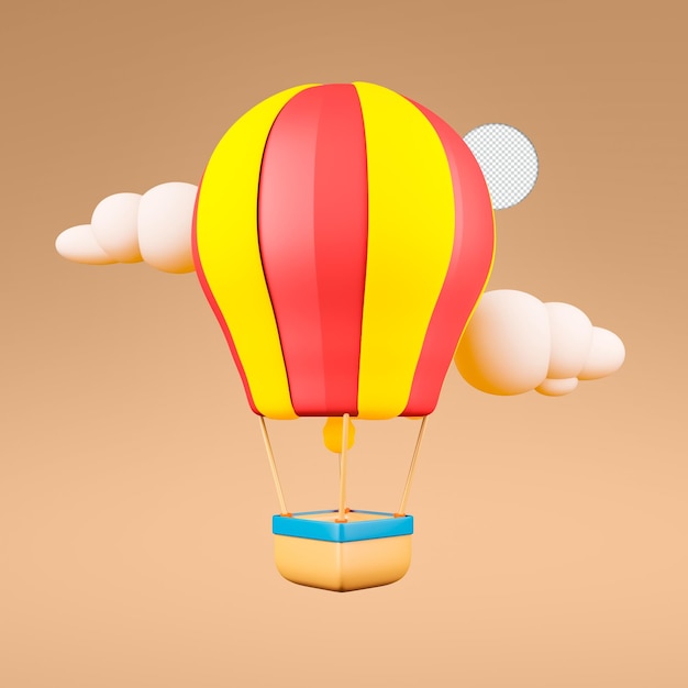 Illustrazione di rendering 3d isolata dell'icona della mongolfiera