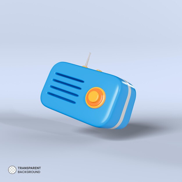 Illustrazione di rendering 3d isolata dell'icona della radio vintage