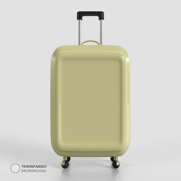 Illustrazione di rendering 3d isolata dell'icona della valigia dei bagagli da viaggio sul lato rigido