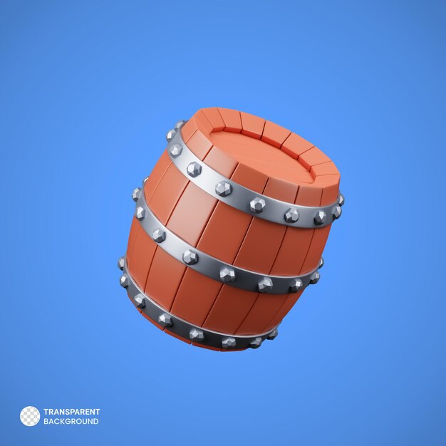 Illustrazione di rendering 3d isolata icona di barilotto di legno antico