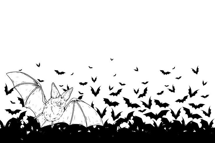 PSD gratuito illustrazione realistica di halloween disegnata a mano con pipistrelli