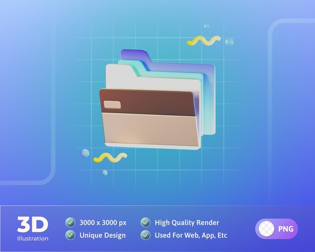 Ilustración 3d de archivos digitales