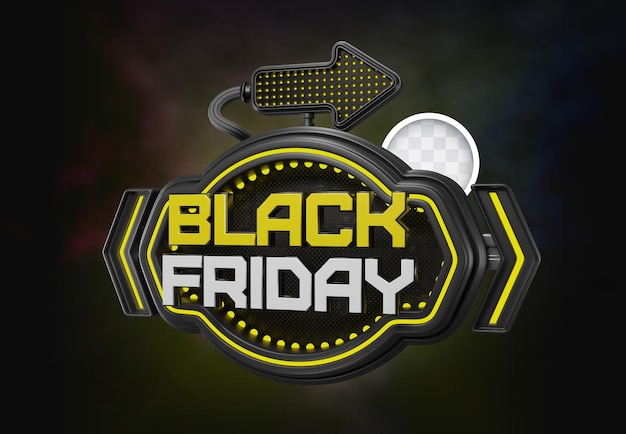 PSD gratuito ilustración 3d de banner de viernes negro elegante