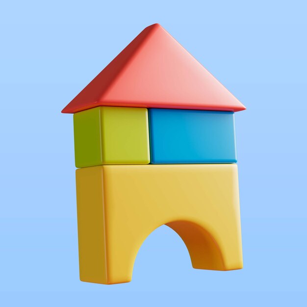 Ilustración 3d de bloques de juegos de juguetes para niños