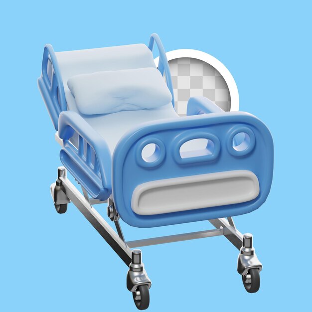 Ilustración 3D de la camilla de atención médica