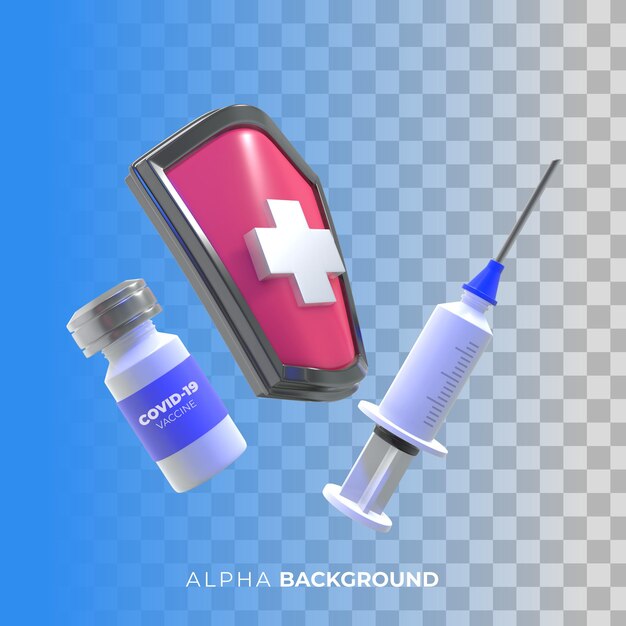 Ilustración 3D. Campaña de vacunación contra el coronavirus