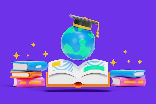 PSD gratuito ilustración en 3d para la celebración del día mundial del libro