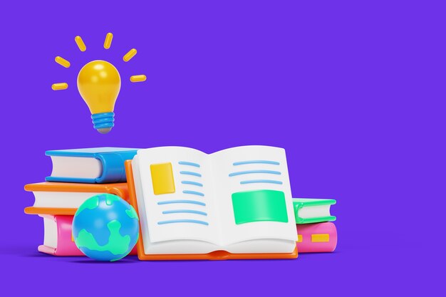 Ilustración en 3D para la celebración del Día Mundial del Libro