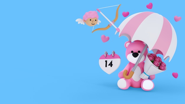 ilustración 3d para la celebración del día de san valentín