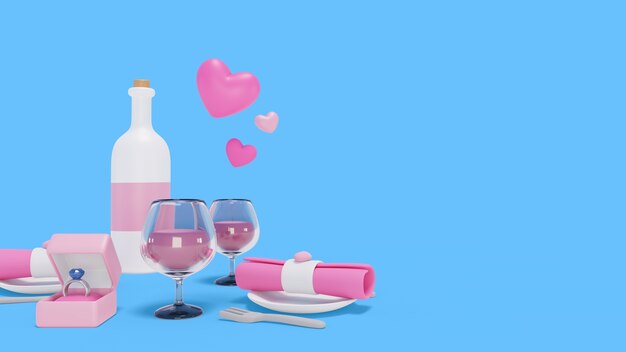 ilustración 3d para la celebración del día de san valentín
