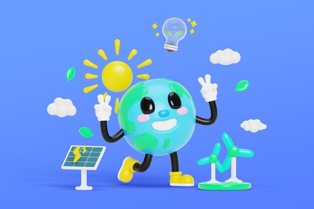 Ilustración en 3D para la celebración del Día de la Tierra