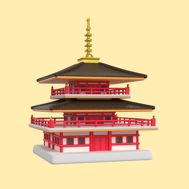 Ilustración 3d para la celebración del festival del medio otoño con templo