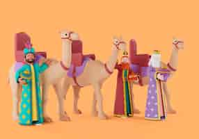 PSD gratuito ilustración 3d de la celebración de los tres reyes magos