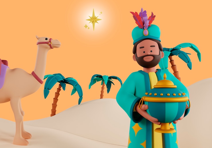 PSD gratuito ilustración 3d de la celebración de los tres reyes magos