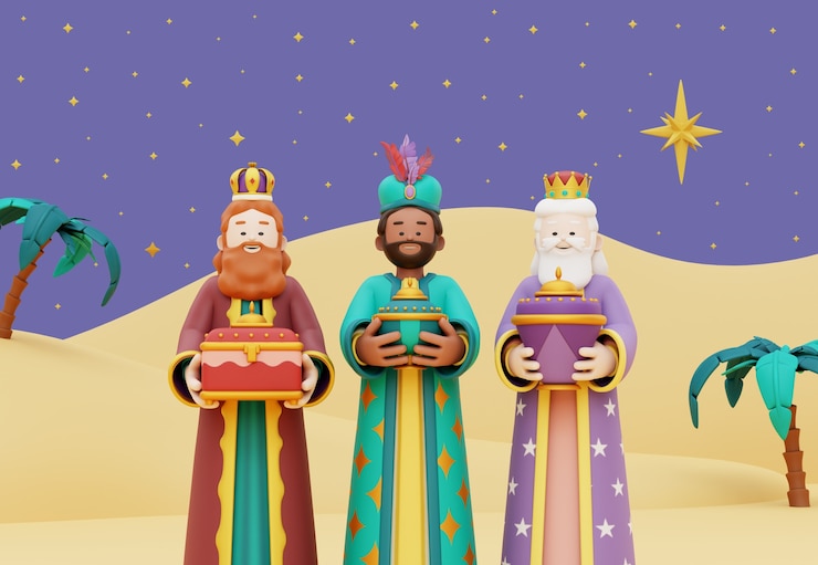 PSD gratuito ilustración 3d de la celebración de los tres reyes magos