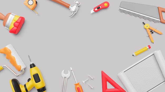 Ilustración 3D con composición de la obra de construcción