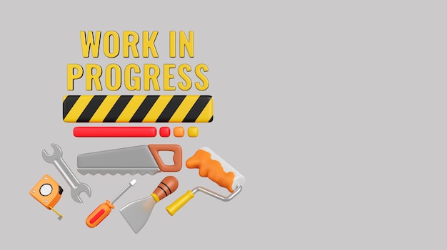 Ilustración 3d con composición de trabajo de construcción.