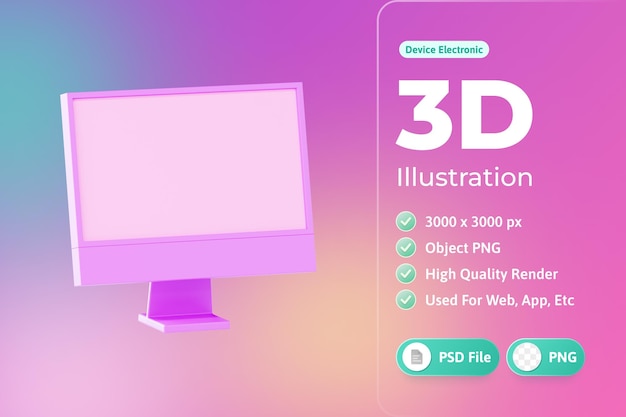 PSD gratuito ilustración 3d de dispositivo electrónico de computadora