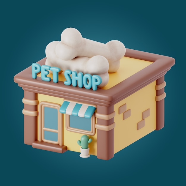 PSD gratuito ilustración 3d del edificio de la tienda de la ciudad