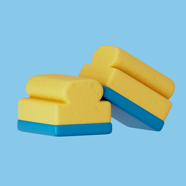 Ilustración 3D con elementos esenciales para la limpieza