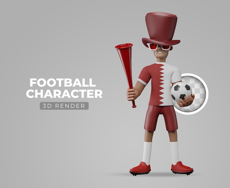 PSD gratuito ilustración 3d del fanático del campeonato mundial de fútbol