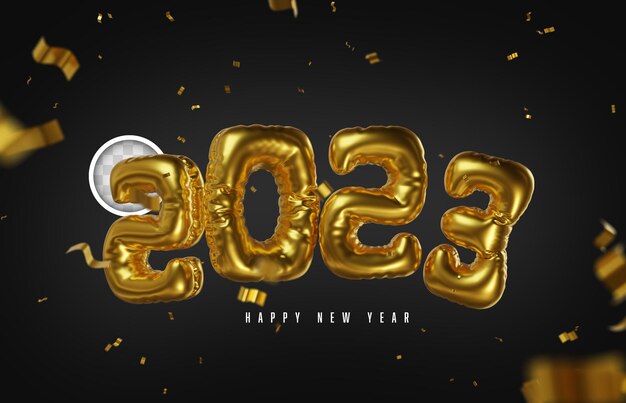 Ilustración 3d de fondo de año nuevo 2023