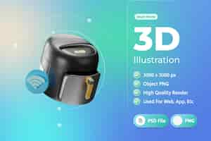 PSD gratuito ilustración 3d de la freidora de aire smart home