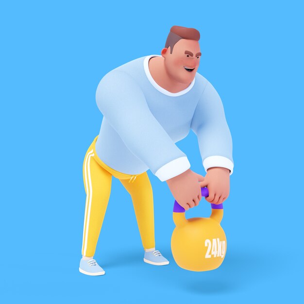 Ilustración 3d de un hombre atlético haciendo actividades deportivas