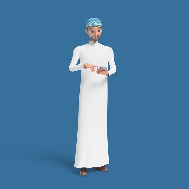 Ilustración 3d con hombre musulmán